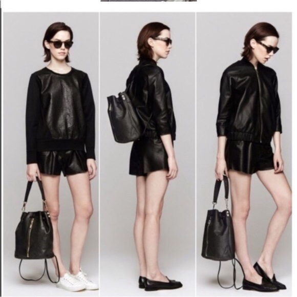 Elizabeth and James Leather Sling Bucket Bag Backpack Black main image 14